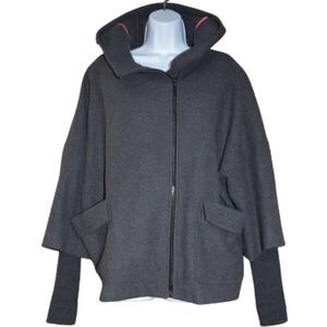 Sinclaire Wool Coat Size 8 Medium Gray Hooded Winter Jacket